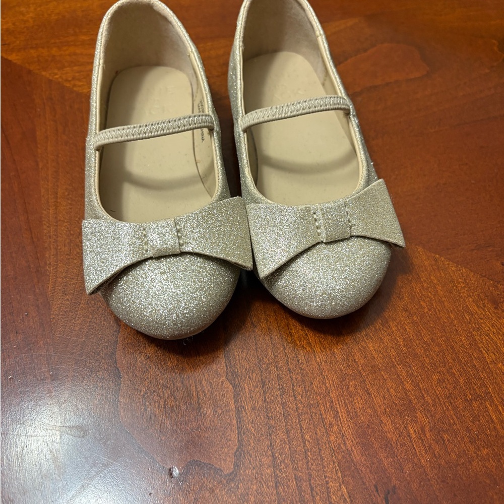 Glittery Gold Kids Shoes with Bow